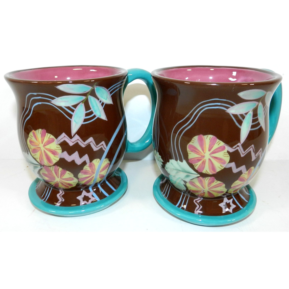Tracy Porter Vivre Collection Coffee Mugs cups Set of 2 brown 4.5 in tall